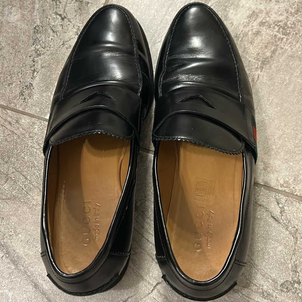 GUCCI Black and Red Loafers Slip-Ons - Picture 13 of 14